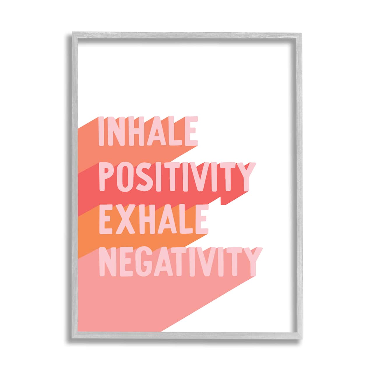 Stupell Industries Inhale Positivity Exhale Negativity Motivational Phrase Pink Pop Framed Wall Art